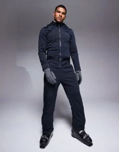 4505 Ski Icon Water Repellent Insulated Ski Suit With Hood And Straight Leg In Black For Men