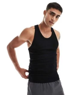4505 Icon Seamless Rib Training Racer Vest In Black For Men