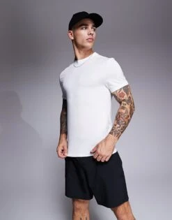 4505 Icon Muscle Fit Training T-shirt With Quick Dry In White For Men