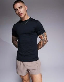 4505 Icon Muscle Fit Training T-shirt With Quick Dry In Black For Men