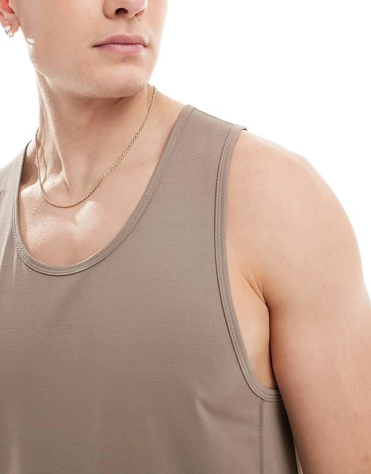 4505 Icon Quick Dry Training Vest With Racer Back In Taupe Grey For Men 4 4505 Icon Quick Dry Training Vest With Racer Back In Taupe Grey For Men - Image 2