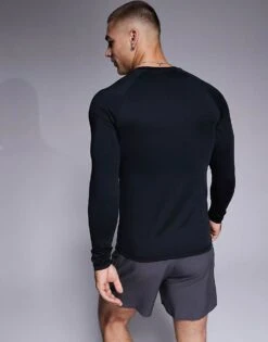 4505 Icon Training Long Sleeve Muscle Fit Base Layer In Black For Men -4505 Men Clothing's Shop 206733098 4