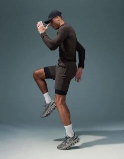 4505 Active Rib Slim Fit Long Sleeve Zip Up Training Top In Dark Brown For Men -4505 Men Clothing's Shop 207141605 4