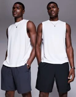 4505 Icon 7 Inch Quick Dry Training Short With Zip Pocket 2 Pack In Black And Charcoal For Men Black & Charcoal