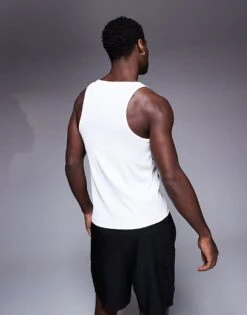 4505 Square Neck Slim Fit Active Rib Training Vest In White For Men -4505 Men Clothing's Shop 207500960 3