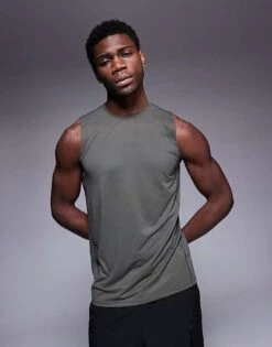 4505 Icon Training Sleeveless Tank With Quick Dry In Dark Green For Men