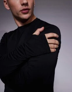 4505 Regular Fit Quick Dry Long Sleeve Running T-shirt In Black For Men -4505 Men Clothing's Shop 207881991 3