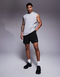 4505 Icon Oversized Cotton Pump Training Tank With Quick Dry Finish In Grey Marl For Men -4505 Men Clothing's Shop 208229471 3